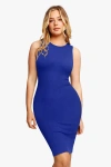 Popilush Shapewear Modal Tummy Control Midi Dress In Royal Blue