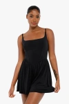 Popilush Shapewear Modal Tummy Control Wide-leg Romper In Midnight Black