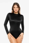 Popilush Shapewear Printed High-waist Tummy-control Bodysuit In Black