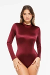 Popilush Shapewear Printed High-waist Tummy-control Bodysuit In Red