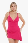 Popilush Shapewear Ruched Convertible One-piece Swimsuit In Raspberry Red