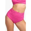 Popilush Shapewear Ruched Sculpting Bikini Bottom In Hot Pink