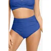 Popilush Shapewear Ruched Sculpting Bikini Bottom In Royal Blue