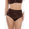 Popilush Shapewear Ruched Tummy Control Bikini Brief In Brown Leopard