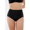 Popilush Shapewear Ruched Tummy Control Bikini Brief In Midnight Black