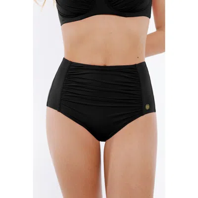 Popilush Shapewear Ruched Tummy Control Bikini Brief In Midnight Black