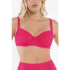 Popilush Shapewear Ruched Underwire Bikini Top In Cerise