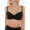 Popilush Shapewear Ruched Underwire Bikini Top In Midnight Black
