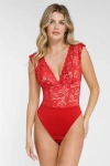 Popilush Shapewear Sculpting Lace Bodysuit Or Midi Skirt Or Shrug In Cherry Red