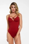 Popilush Shapewear Sheer Mesh Sleeveless In Maroon