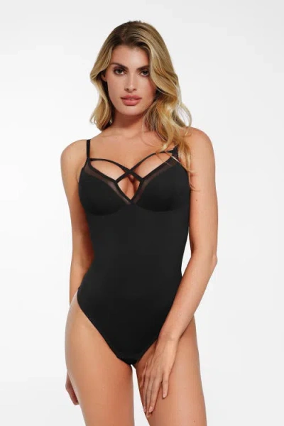 Popilush Shapewear Sheer Mesh Sleeveless In Midnight Black
