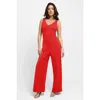 Popilush Shapewear Slimming Wide-leg Jumpsuit In Bright Red