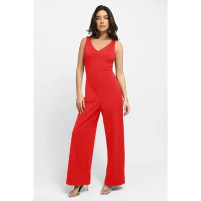 Popilush Shapewear Slimming Wide-leg Jumpsuit In Bright Red