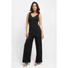 Popilush Shapewear Slimming Wide-leg Jumpsuit In Midnight Black