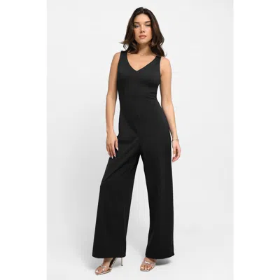 Popilush Shapewear Slimming Wide-leg Jumpsuit In Midnight Black