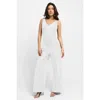 Popilush Shapewear Slimming Wide-leg Jumpsuit In Pearl White