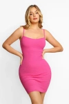Popilush Shapewear Solid Modal Butt Lift Mini Slip Dress In Hot Pink