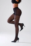 Popilush Sheer Leopard Pattern Tights In Black