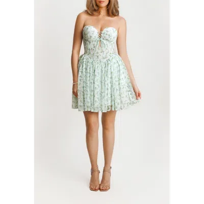 Popilush Snatched Lace Convertible Strap Mini Shapewear Romper Cottagecore Dress In Green