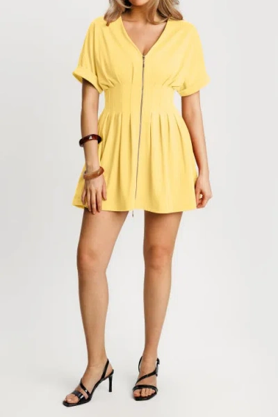 Popilush Zip Front Two-piece Sculpting Mini Dress In Yellow