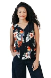 Poplinen Ada Tropical Print Tank In Black