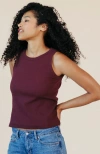 Poplinen Charlie Ribbed Tank In Red