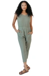 Poplinen Jameela Organic Cotton Gauze Jumpsuit In Green