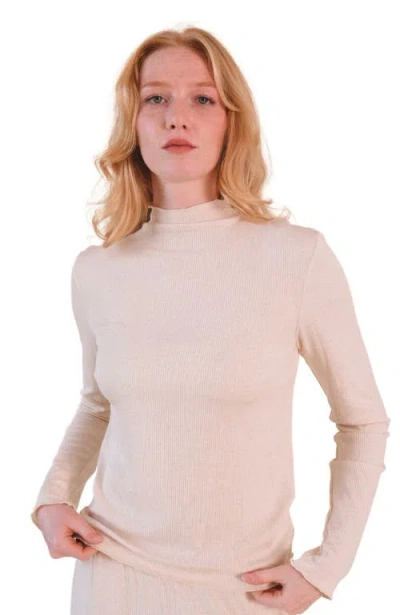 Poplinen Norma Modal Ribbed Turtleneck In Heather Almond