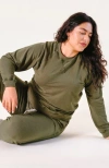 Poplinen Plus Agnes Raglan Organic Cotton + Tencel Sweatshirt In Moss
