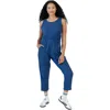 Poplinen Plus Jameela Organic Cotton Gauze Jumpsuit In Blue