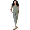 Poplinen Plus Jameela Organic Cotton Gauze Jumpsuit In Green
