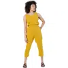 Poplinen Plus Jameela Organic Cotton Gauze Jumpsuit In Yellow