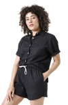 Poplinen Rita Linen Shorts In Black