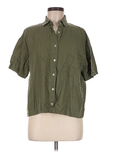 Pre-owned Poplinen Short Sleeve Button Down Shirt In Green