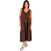 Poplinen Teresa Tiered Tank Dress In Brown