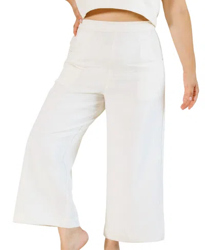 Poplinen Women's Linen-blend Cropped Pull-on Pants In Ivory
