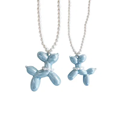 Poporcelain Women's Baby Blue Porcelain Balloon Doggie Pearl Necklace