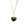 Poporcelain Women's Black / Gold Porcelain Black Heart Pendant Necklace