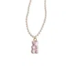 Poporcelain Women's Gold / Pink / White Sweet Pink Porcelain Gummy Bear Swarovski Pearl Necklace In Pink