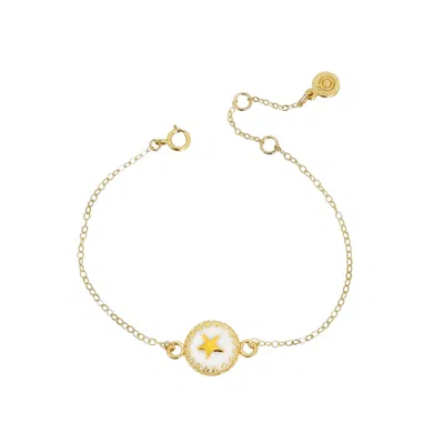 Poporcelain Women's Gold Porcelain Star Charm Bracelet