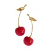 Poporcelain Women's Gold / Red Porcelain Red Cherry Earrings In Multi