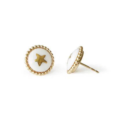 Poporcelain Women's Gold / White Gold Lustre Star Stud Earrings