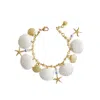 Poporcelain Women's Gold / White Little Mermaid Porcelain Seashell Bracelet In Multi