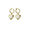 Poporcelain Women's Gold / White Mini Camellia Heart Locket Clip-on Earrings
