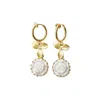 Poporcelain Women's Gold / White Mini Porcelain Moonlight Rose Clip-on Earrings
