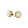 Poporcelain Women's Gold / White Mini Porcelain Rose Stud Earrings In Multi