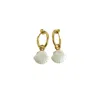 Poporcelain Women's Gold / White Mini Porcelain Seashell Clip On Earrings In Multi
