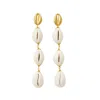 Poporcelain Women's Gold / White Porcelain Cowrie Shell Linear Earrings In Multi