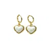 Poporcelain Women's Gold / White Porcelain Pearly White Heart Drop Earrings