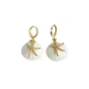 Poporcelain Women's Gold / White Porcelain Shell And Sea Star Earrings